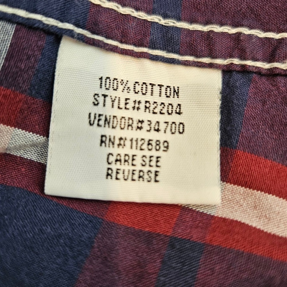 RECLAIM | Mens Athletic Fit Western Plaid Snap Button Down Shirt Red Navy XL - Picture 7 of 15
